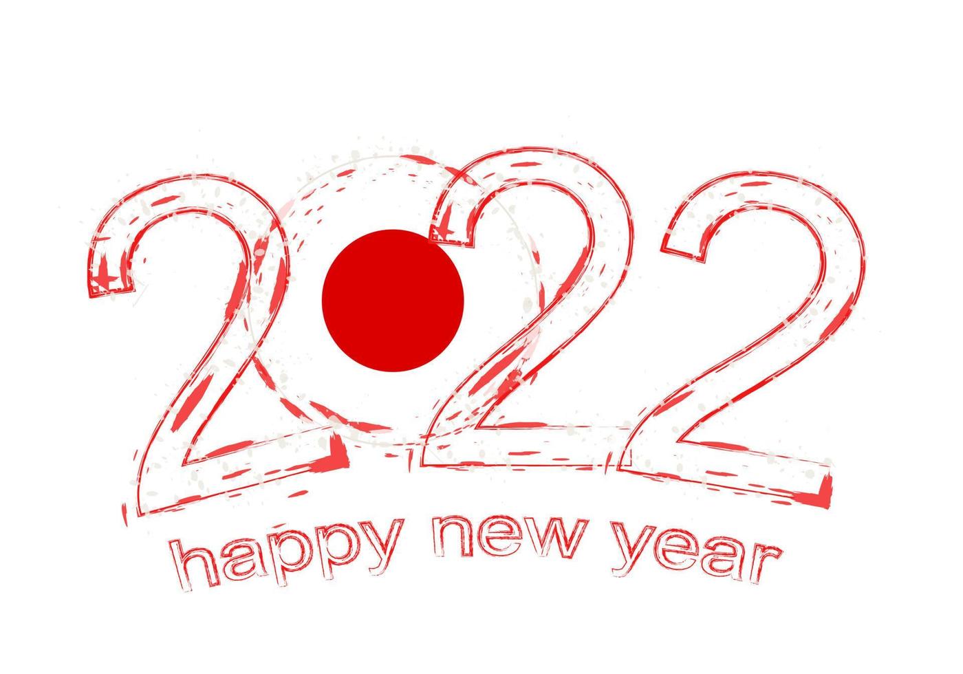felice anno nuovo 2022 con la bandiera del giappone. vettore