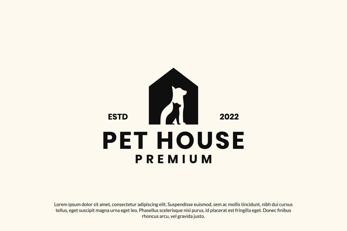 modello vettoriale di design del logo della casa dell'animale domestico piatto