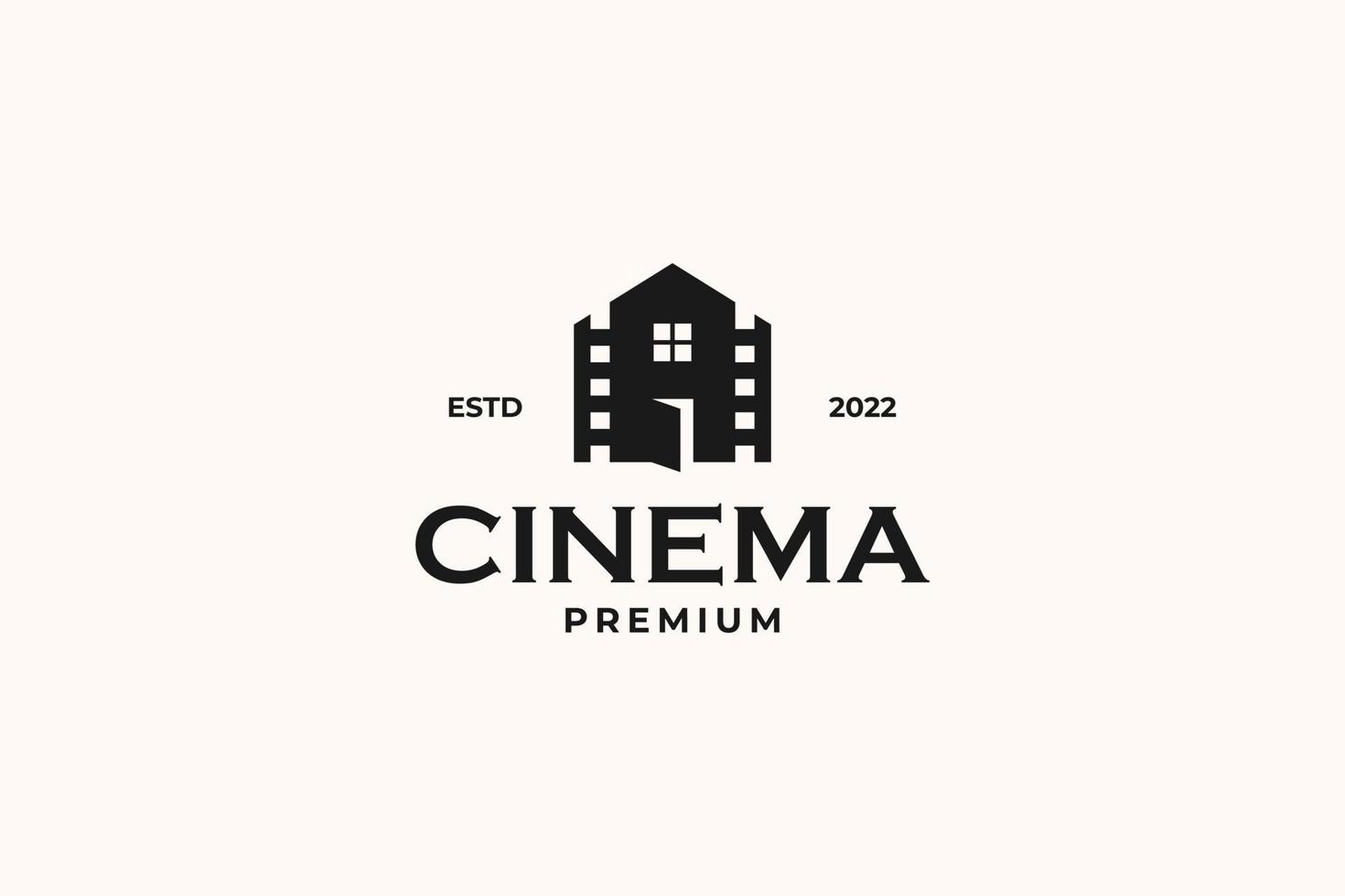 illustrazione del modello vettoriale di progettazione del logo del film immobiliare piatto