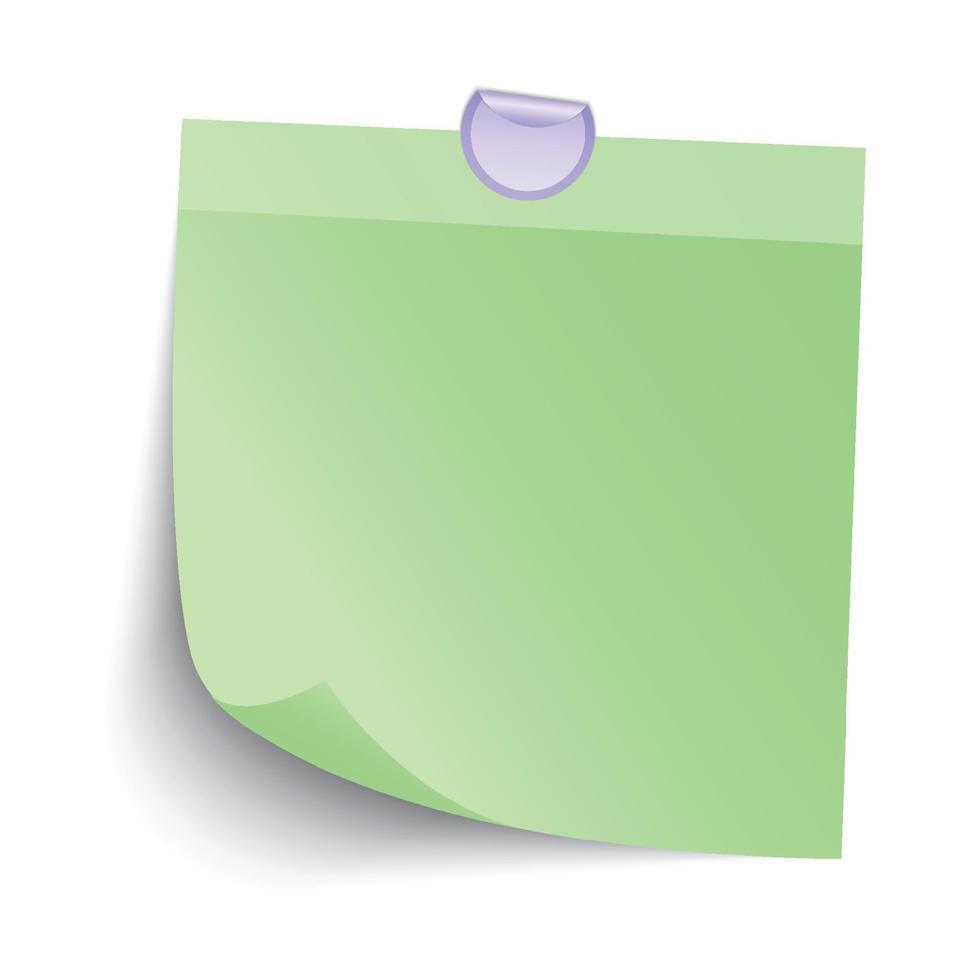 nota adesiva verde vuota isolare su sfondo grigio, illustrazione vettoriale