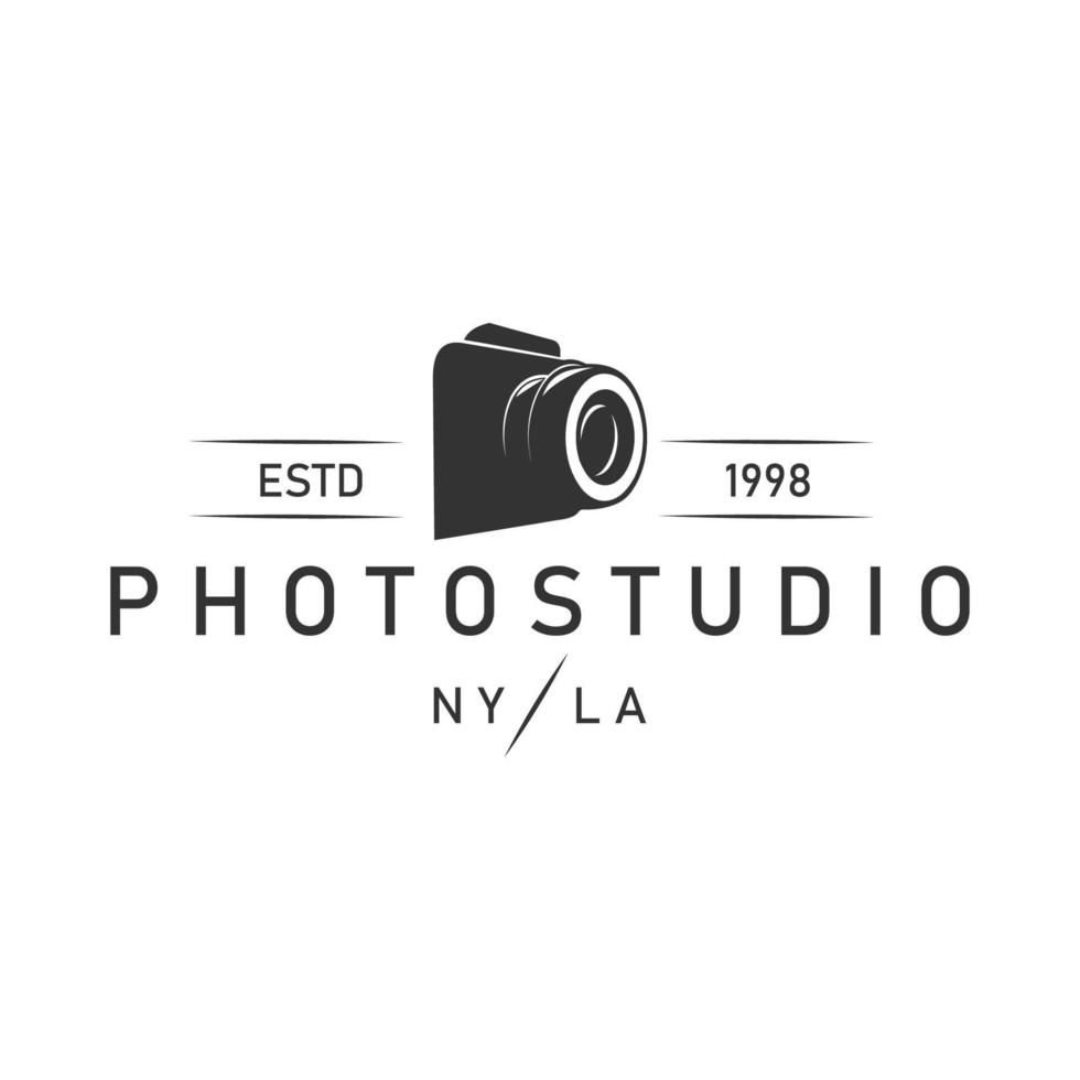 vettore di progettazione del logo di fotografia della fotocamera semplice. stile vintage