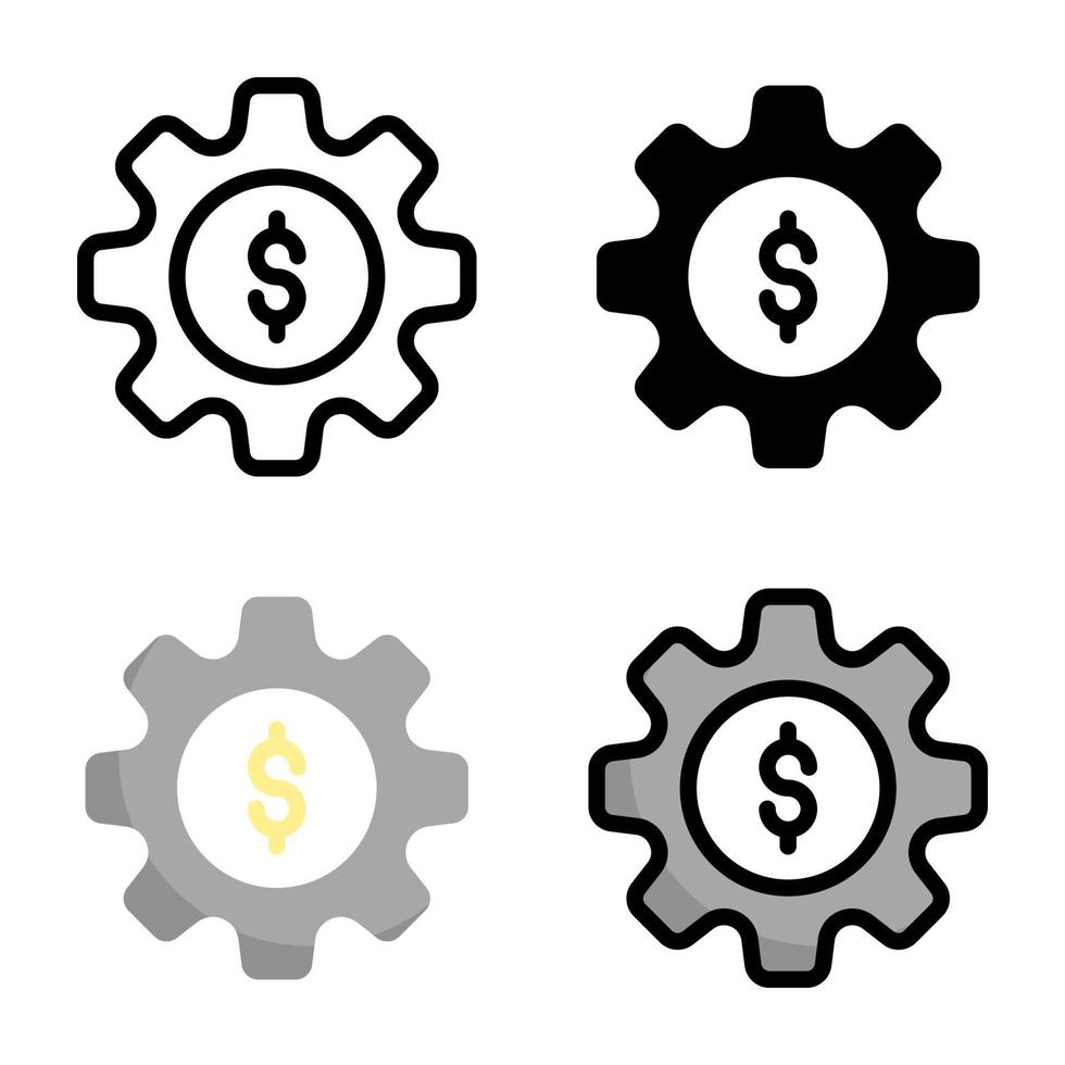 collezione di stile icona ingranaggio vettore