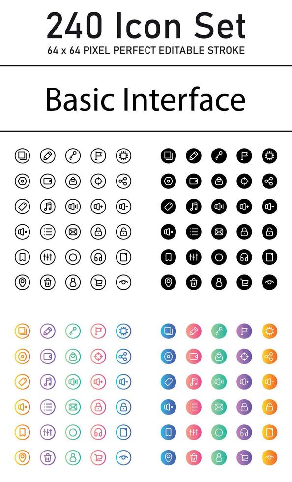 pacchetto di icone dell'interfaccia di base vettore