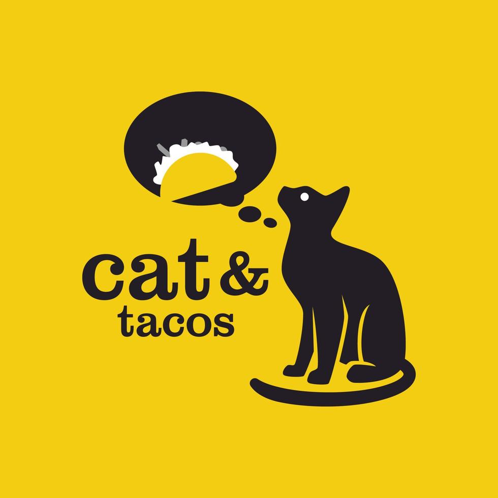 logo di tacos di gatto vettore