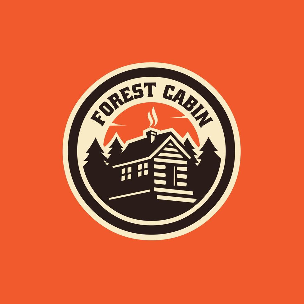 emblema della cabina della foresta all'aperto vettore logo pronto isolato