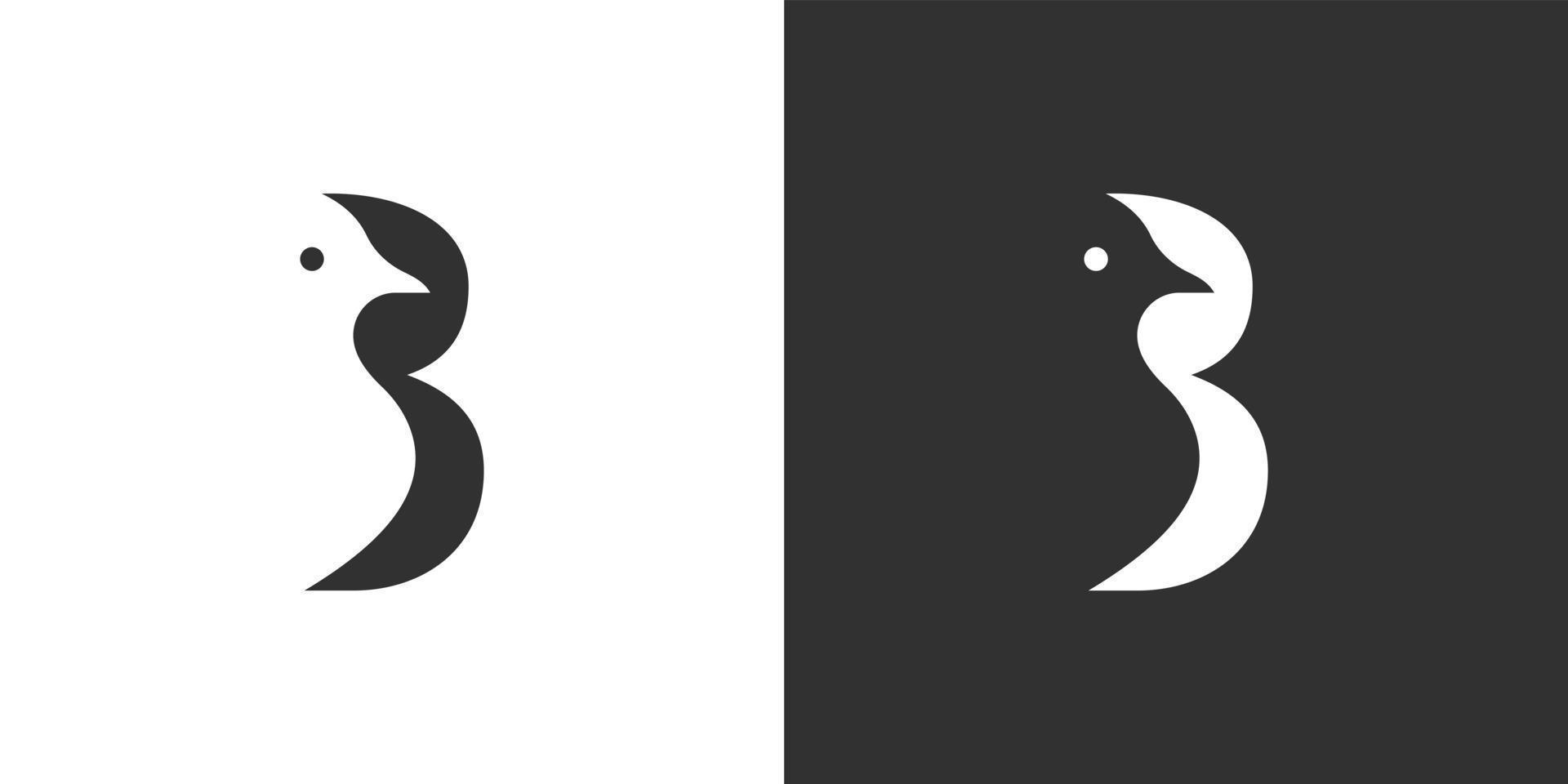 lettera iniziale b con vettore di design del logo dell'uccello.