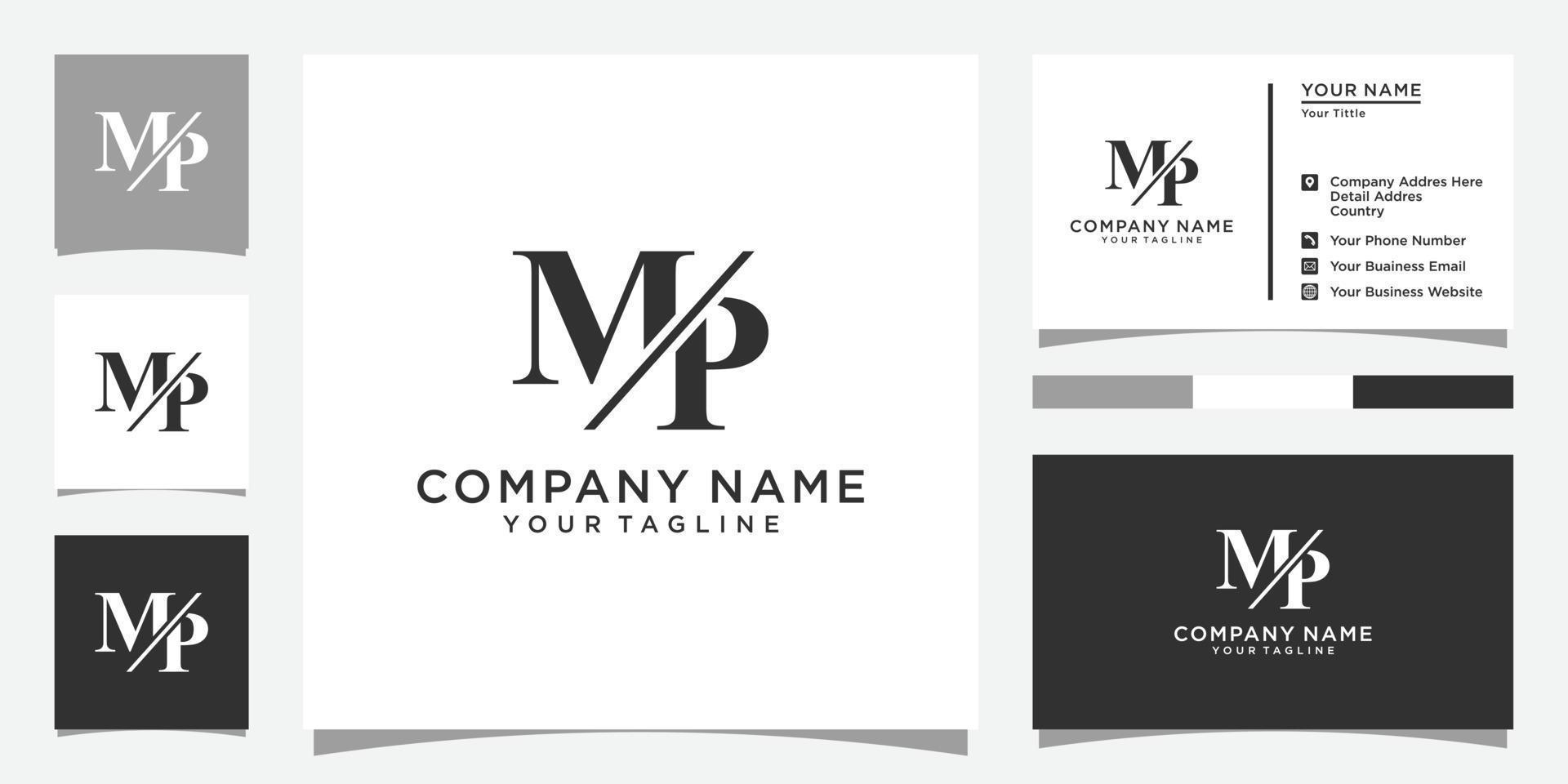 vettore del modello di progettazione del logo della lettera mp o pm.