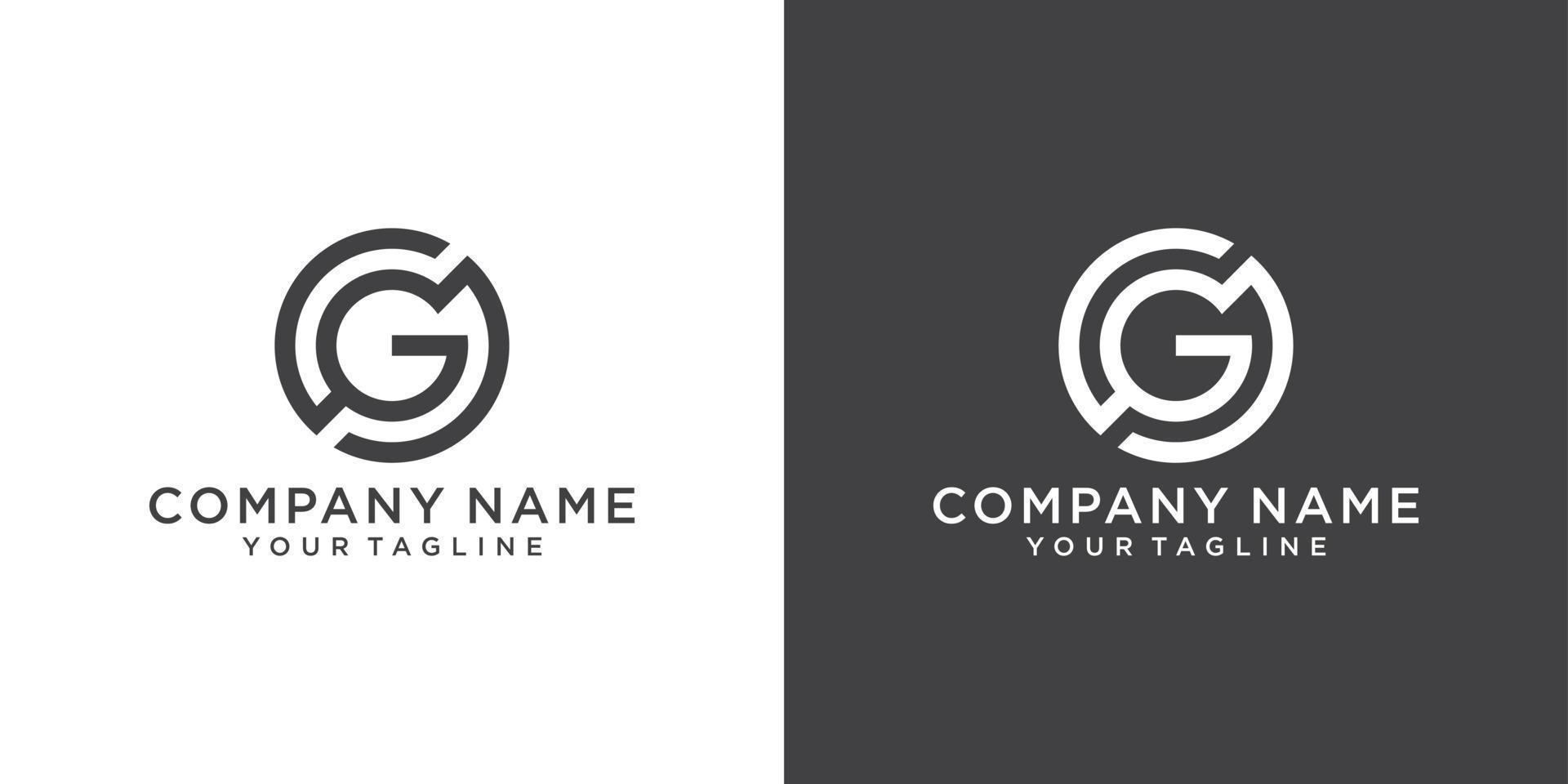 g o gg lettera iniziale logo design concept vettore