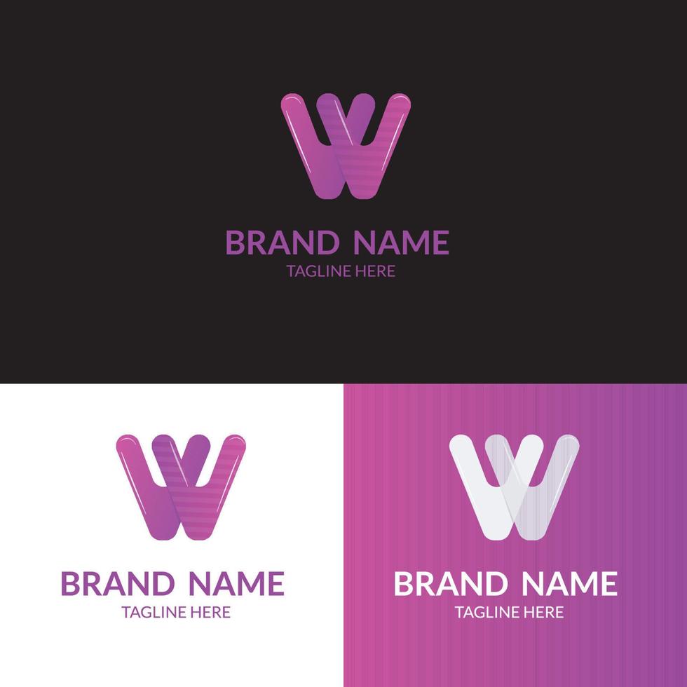 moderna lettera creativa w logo design vettore