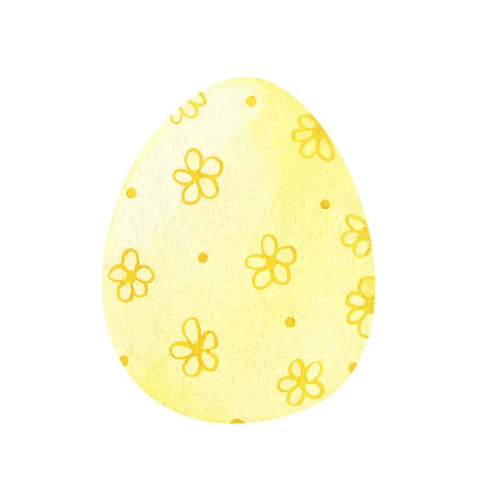 uovo di Pasqua decorato con un motivo floreale nei colori gialli. illustrazione disegnata a mano isolata su sfondo bianco. perfetto per il tuo progetto, biglietti, stampe, copertine, decorazioni. vettore