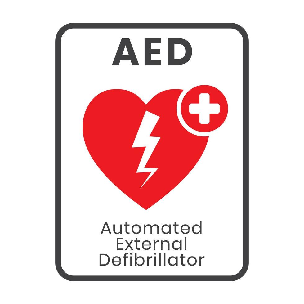 segno di defibrillatore esterno automatizzato per app o siti Web vettore