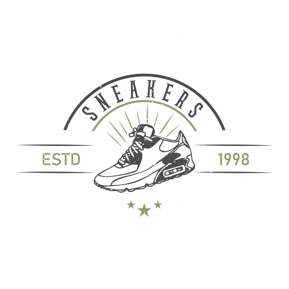 design del logo del negozio di scarpe da ginnastica. negozio di scarpe. illustrazione vettoriale di scarpe da ginnastica