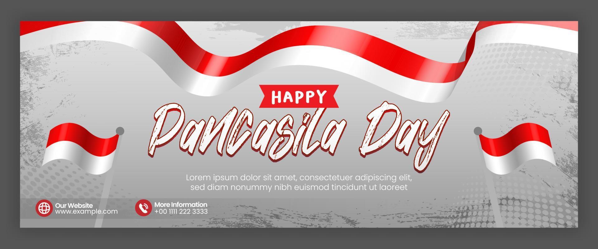 layout del giorno pancasila per modello di social media con banner bandiera indonesiana vettore