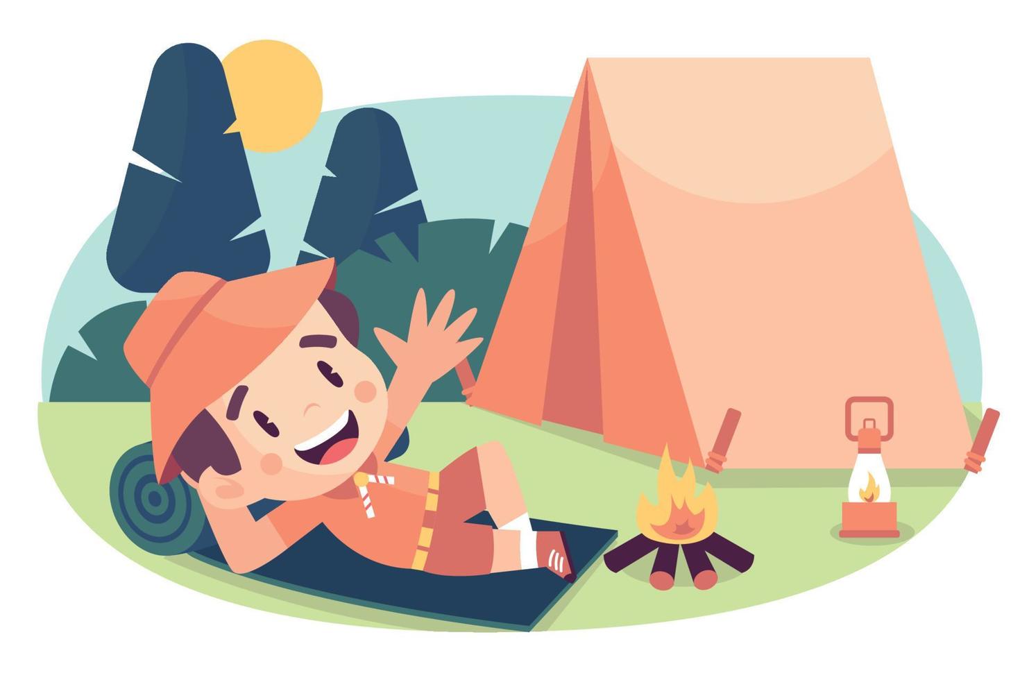 illustrazione del campeggio dei boy scout vettore