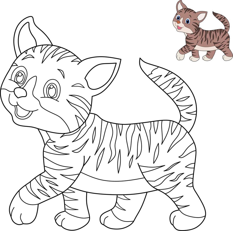 cartone animato gatto per libro da colorare vettore