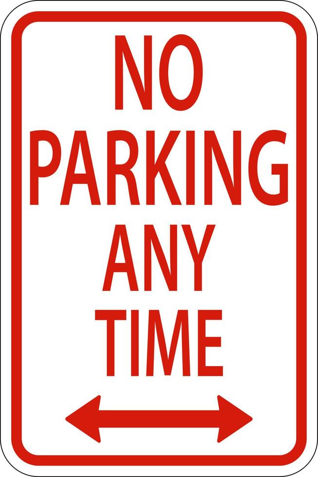 nessun parcheggio in qualsiasi momento, segno di doppia freccia su sfondo bianco vettore