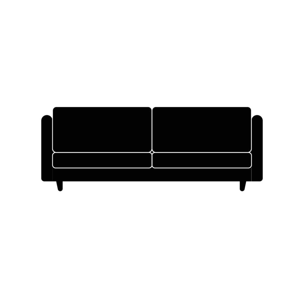 sagoma del divano. elemento di design icona in bianco e nero su sfondo bianco isolato vettore