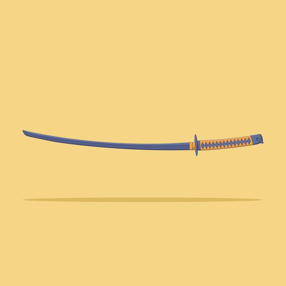 illustrazione dell'icona di vettore di katana. vettore di spada samurai. stile cartone animato piatto adatto per pagina di destinazione web, banner, volantino, adesivo, carta da parati, sfondo