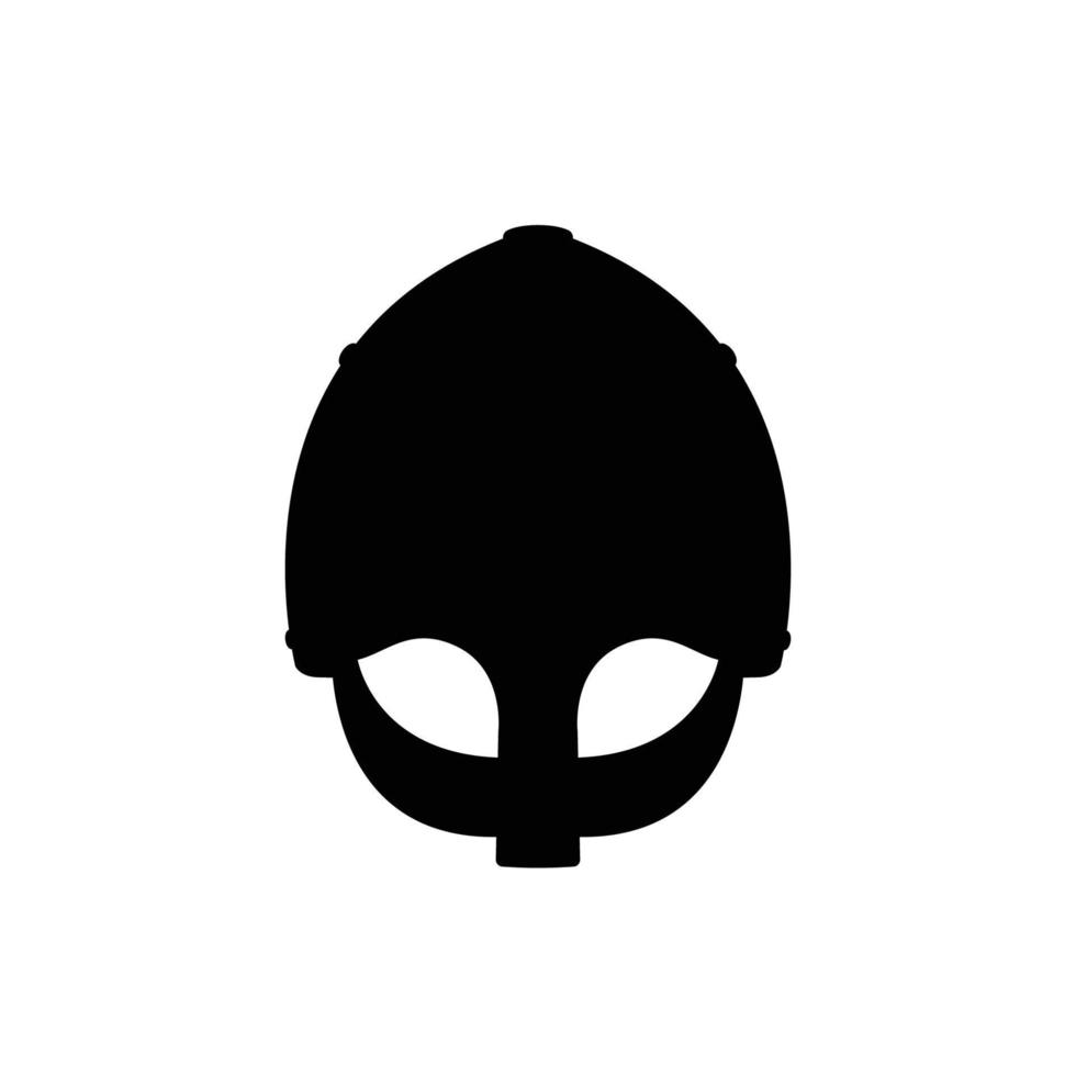 sagoma di elmo vichingo. elemento di design icona in bianco e nero su sfondo bianco isolato vettore