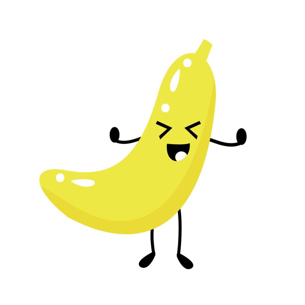 banana divertente carina. personaggio kawaii del fumetto piatto vettoriale. icona vettore