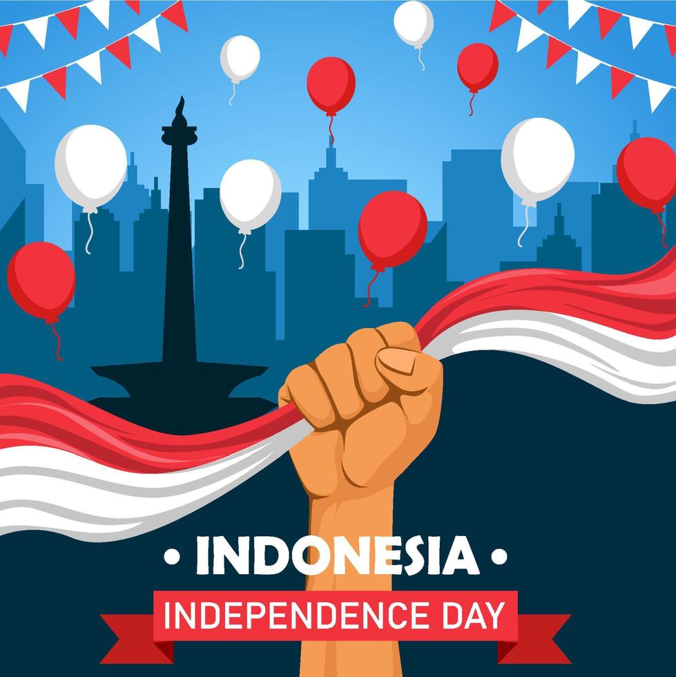 concetto di giorno dell'indipendenza dell'indonesia vettore