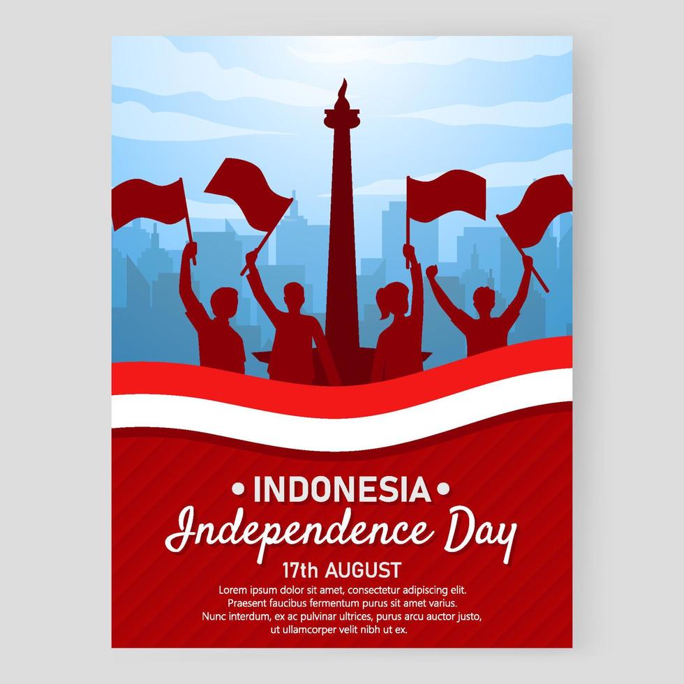 poster del giorno dell'indipendenza dell'indonesia vettore