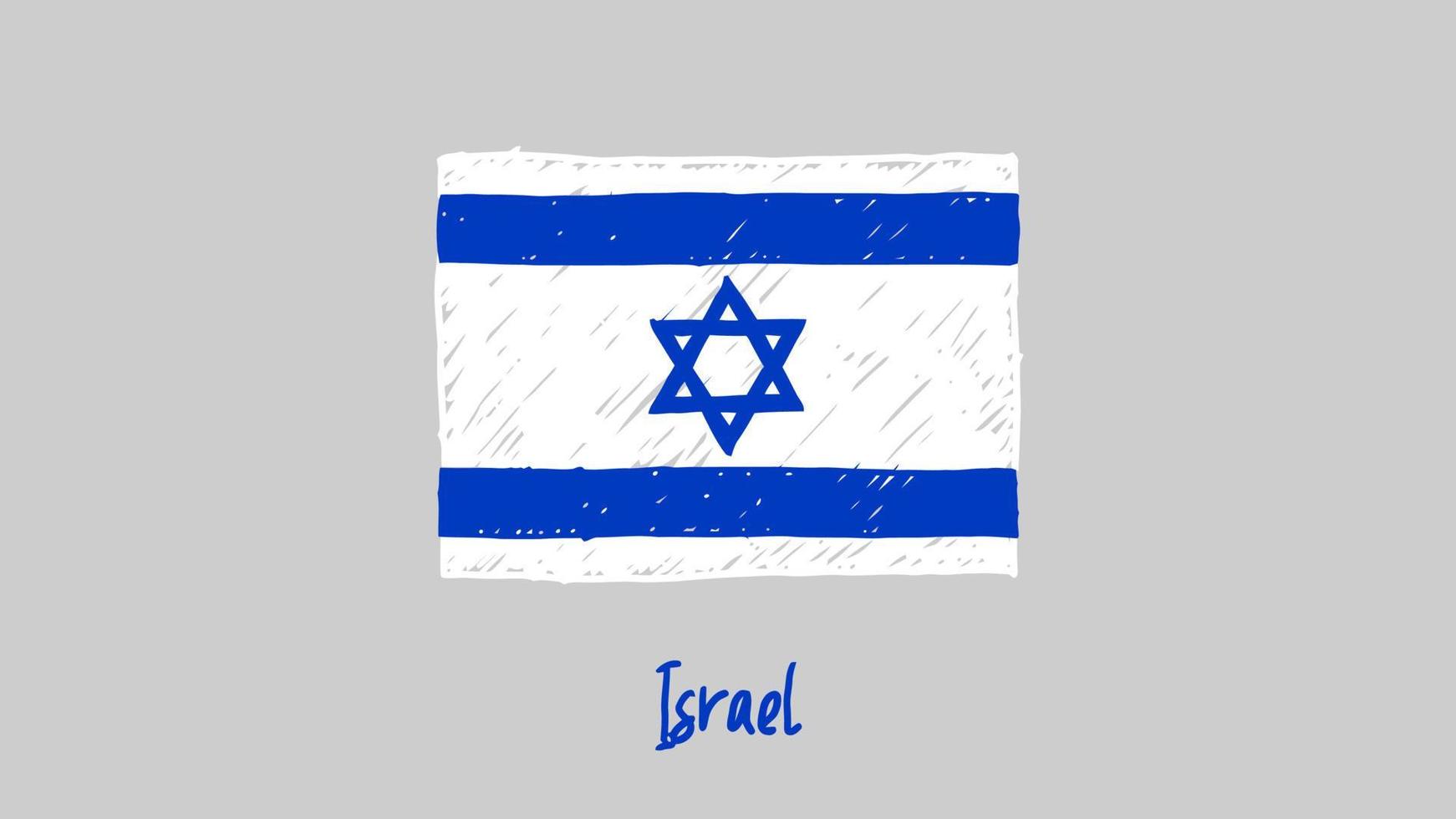 israel.eisrael bandiera nazionale del paese marcatore o schizzo a matita illustrazione vettore