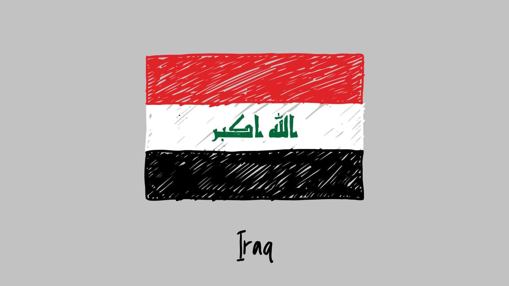 vettore di illustrazione dello schizzo della bandiera del paese dell'iracheno o dello schizzo a matita