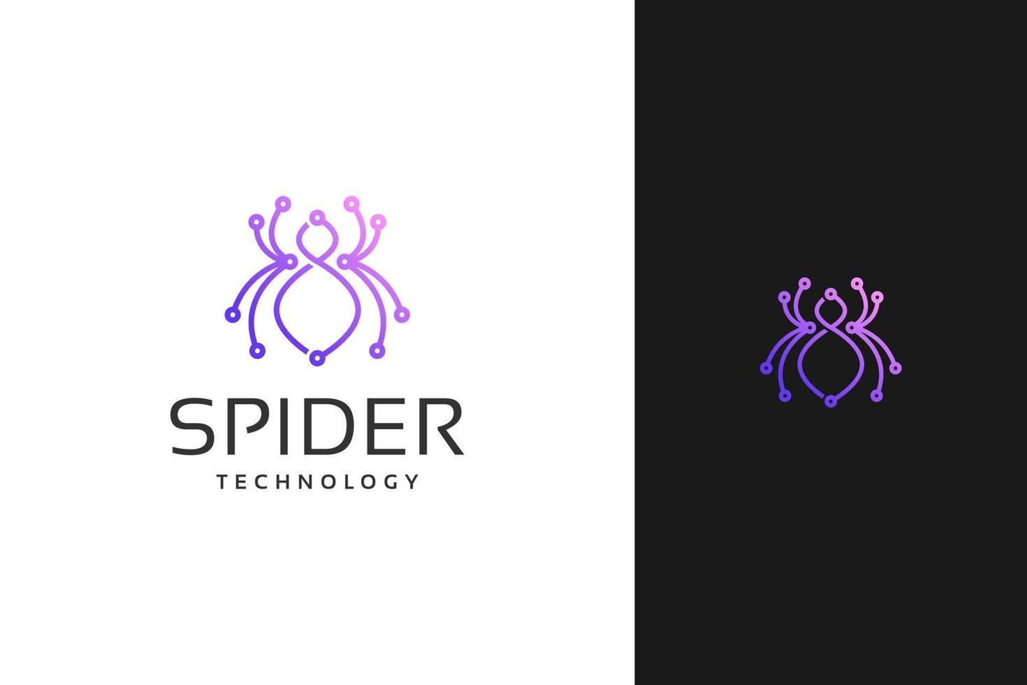vettore minimo di progettazione del logo della tecnologia della tecnologia del ragno