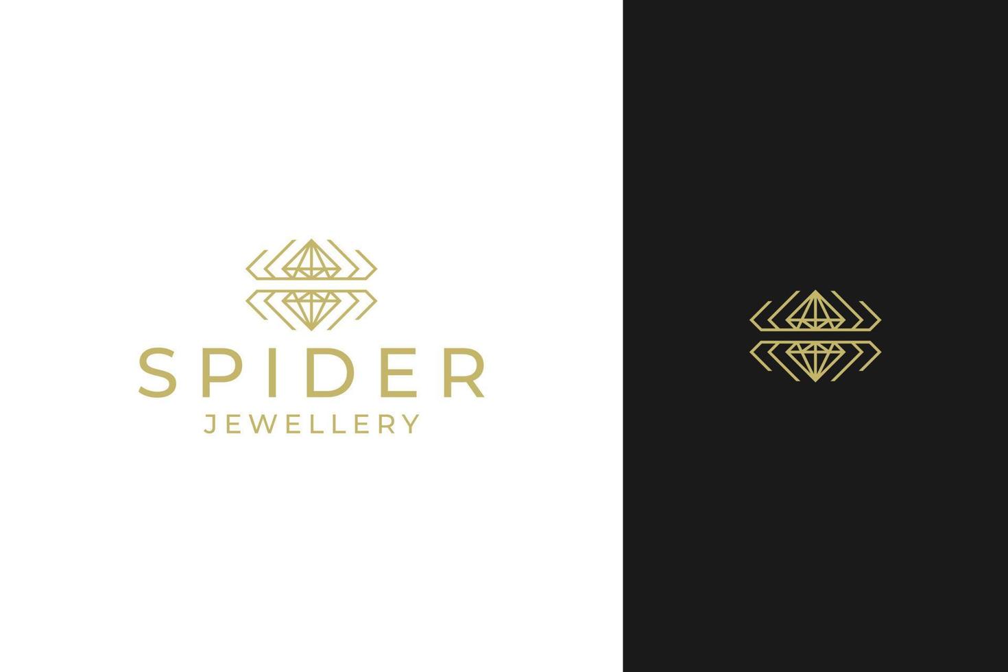 design del logo di gioielli con ragno e diamanti vettore