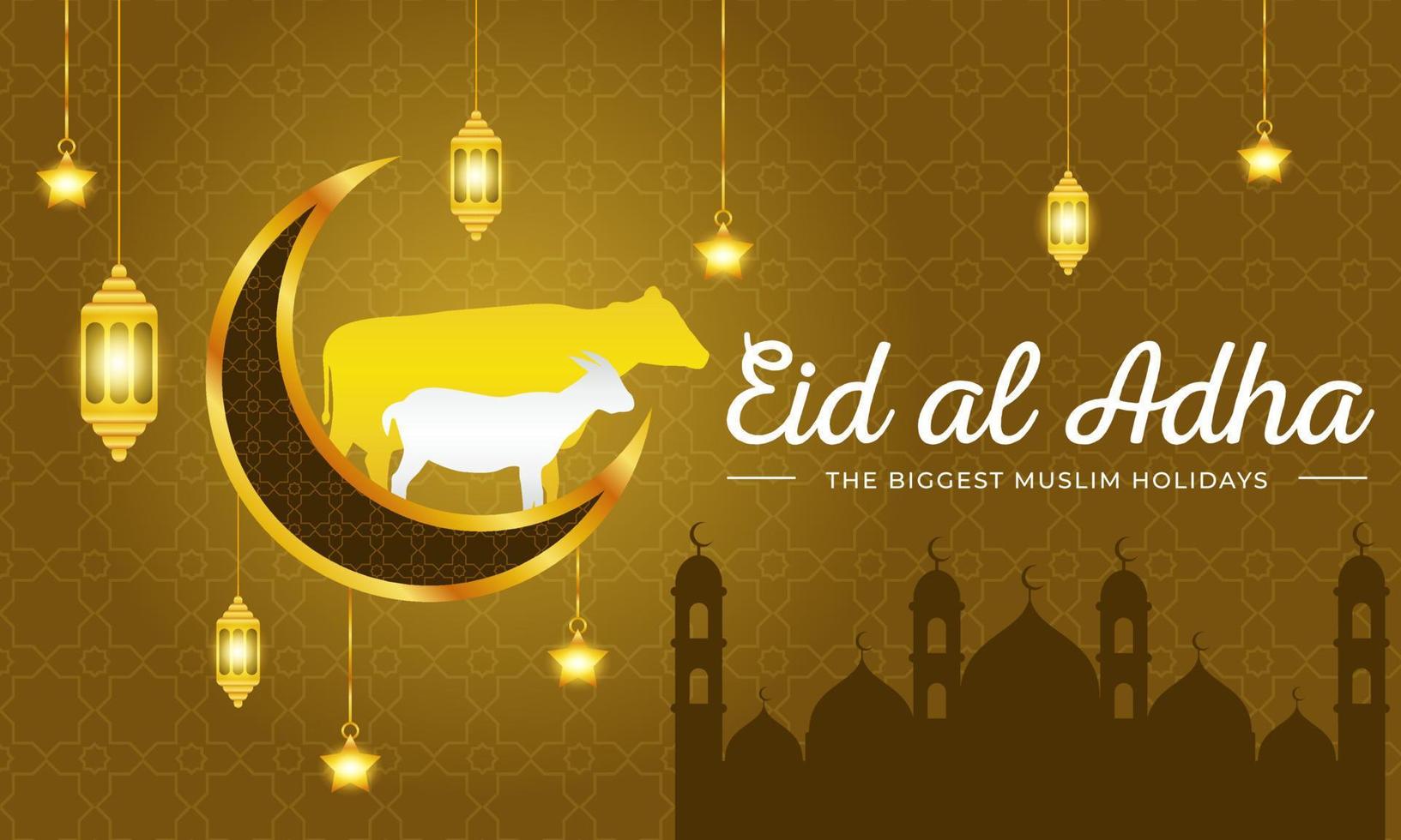 sfondo di eid al adha mubarak. il più grande sfondo delle vacanze musulmane vettore