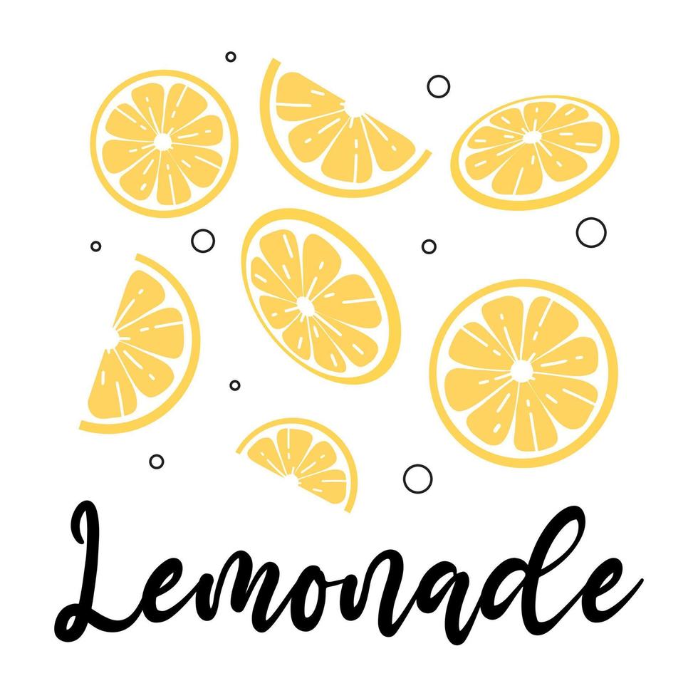 fette di limone. stile scarabocchio. illustrazione vettoriale. concetto di limonata. limonata al limone. vettore