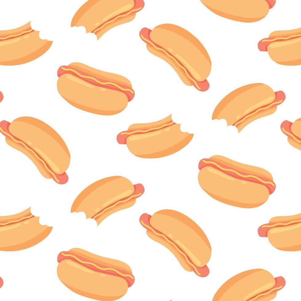 senza cuciture con delizioso hot dog. modello con hot hot dog. illustrazione vettoriale in stile cartone animato.