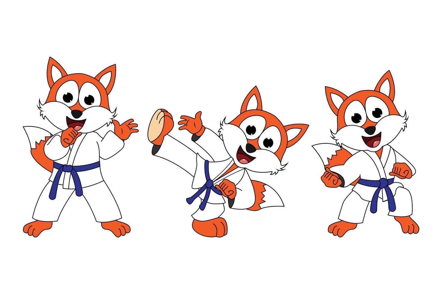 karate simpatico cartone animato animale volpe vettore