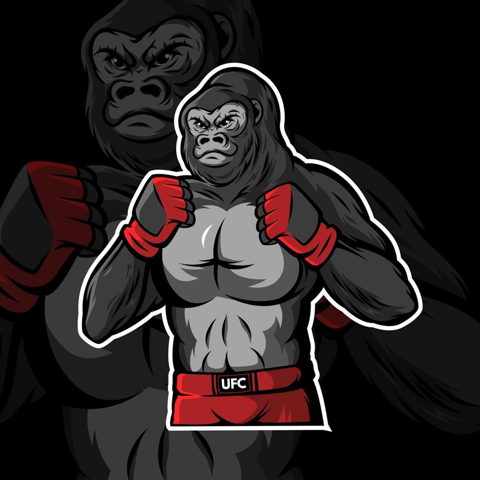disegno della mascotte del combattente di gorilla vettore
