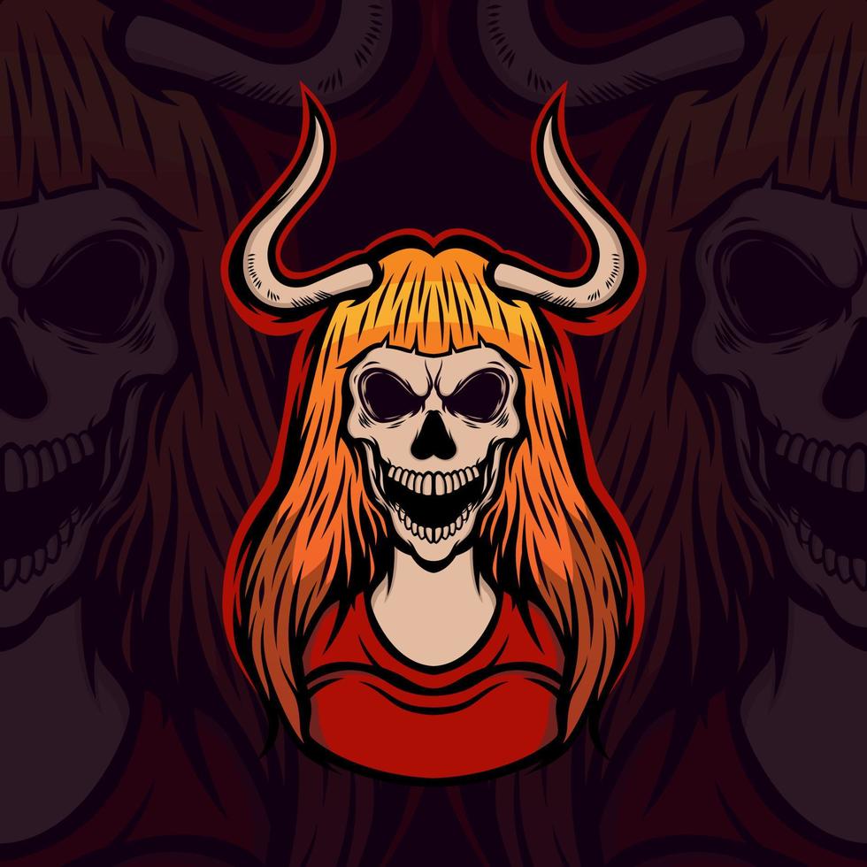 illustrazione della signora del diavolo del cranio vettore