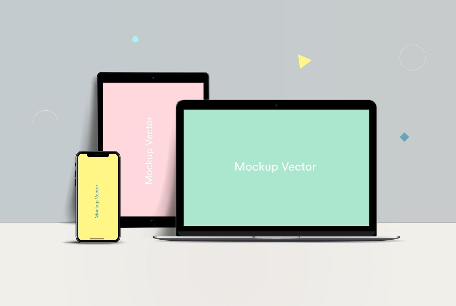 mockup illustrazione vettoriale di laptop, tablet e smartphone