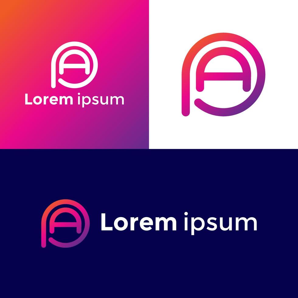design colorato ap o pa lettera logo modello elementi. l'unico e moderno alfabeto a e p icona monogramma creativo. vettore