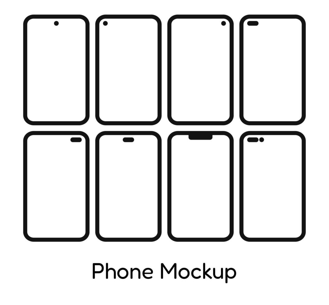 set di smartphone mockup design telefono cellulare isolato su sfondo bianco. modello per l'interfaccia di progettazione dell'interfaccia utente di infografica, promozione o presentazione. vettore