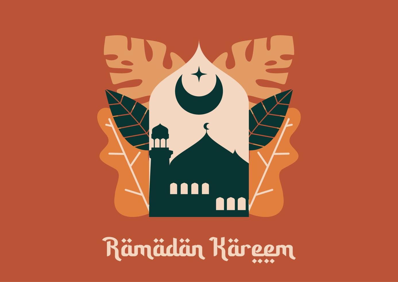 Kareem Ramadan. modello di biglietto di auguri islamico con ramadan per il design della carta da parati. poster, banner multimediale. una serie di illustrazioni vettoriali. vettore di raccolta ramadan.