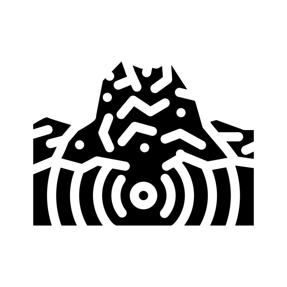 icona del glifo del vulcano terremoto illustrazione vettoriale nera