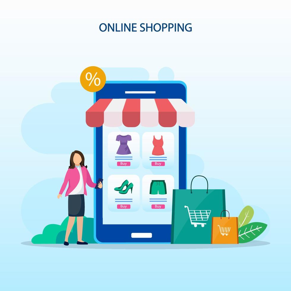 illustrazione vettoriale del concetto di shopping online. modello vettoriale piatto
