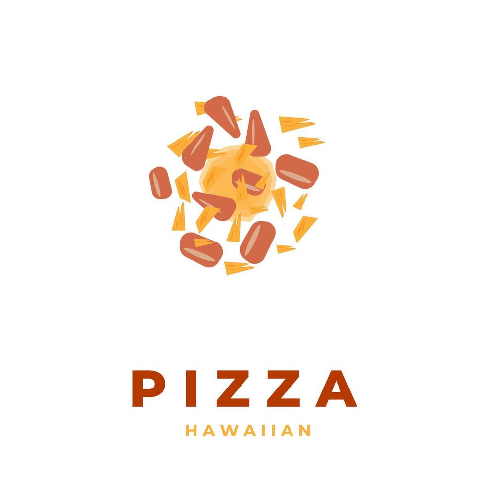 logo vettoriale dell'illustrazione del modello di guarnizione della pizza hawaiana