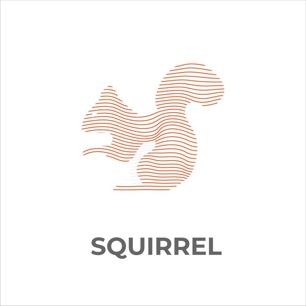 logo illustrazione di una raccolta di linee che compongono uno scoiattolo seduto vettore