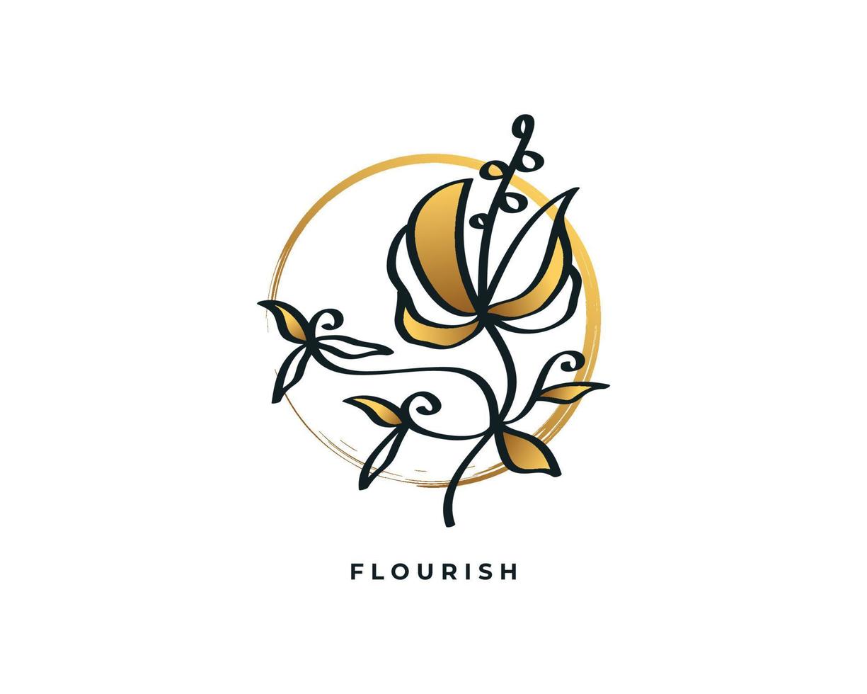 logo floreale elegante e minimalista, adatto per centri di bellezza, saloni, cosmetici, fioristi, gioielli o marchi del settore della moda vettore