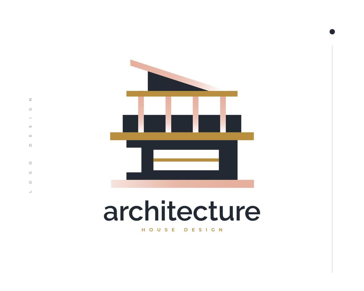 elegante design del logo della casa in un concetto moderno e minimalista per l'identità del marchio del settore immobiliare o dell'architettura vettore