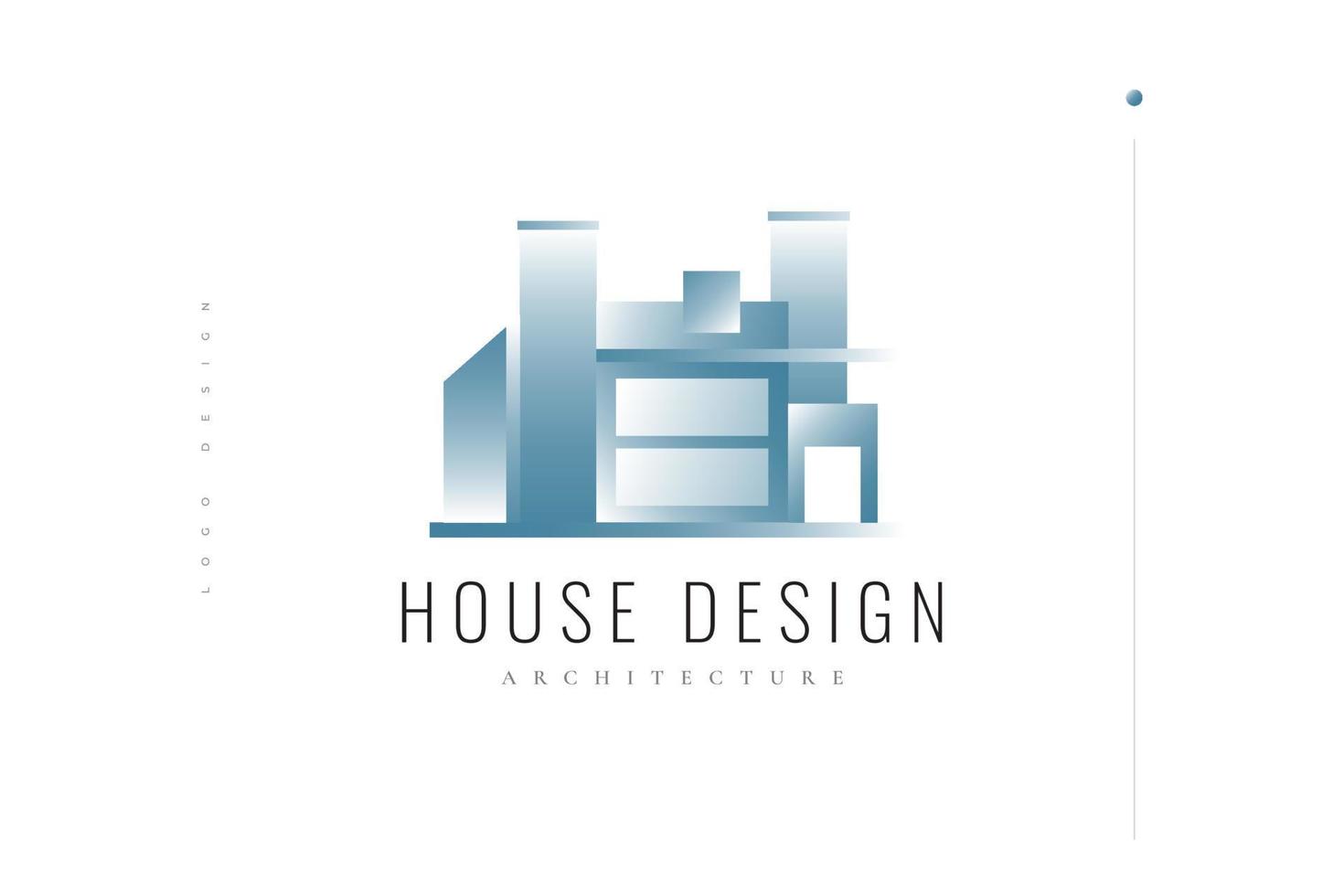 design futuristico del logo della casa blu e bianca. logo dell'edificio astratto per l'identità del marchio del settore immobiliare o dell'architettura vettore