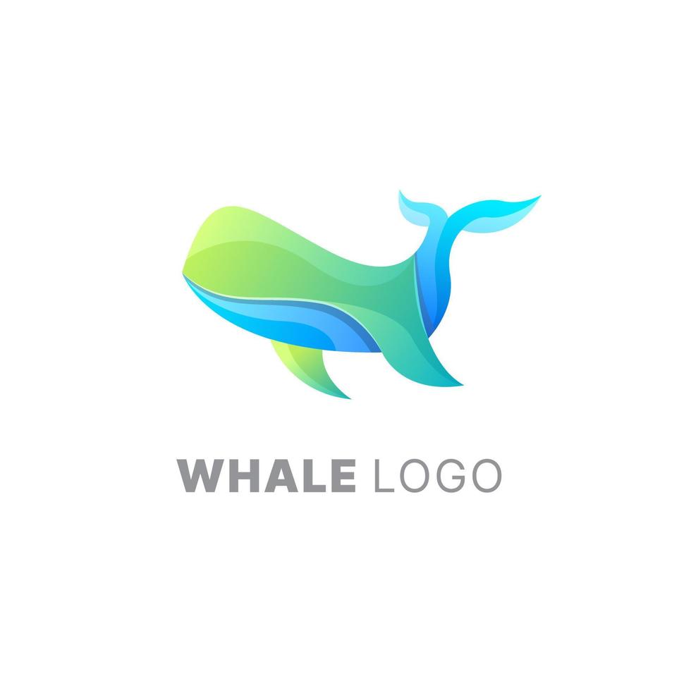 modello colorato gradiente di design logo balena vettore