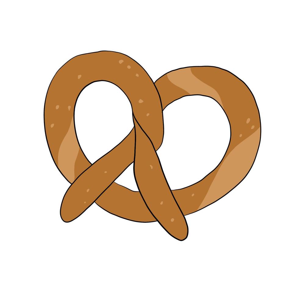 delizioso pretzel. illustrazione del cibo per la colazione. disegno vettoriale grasso.