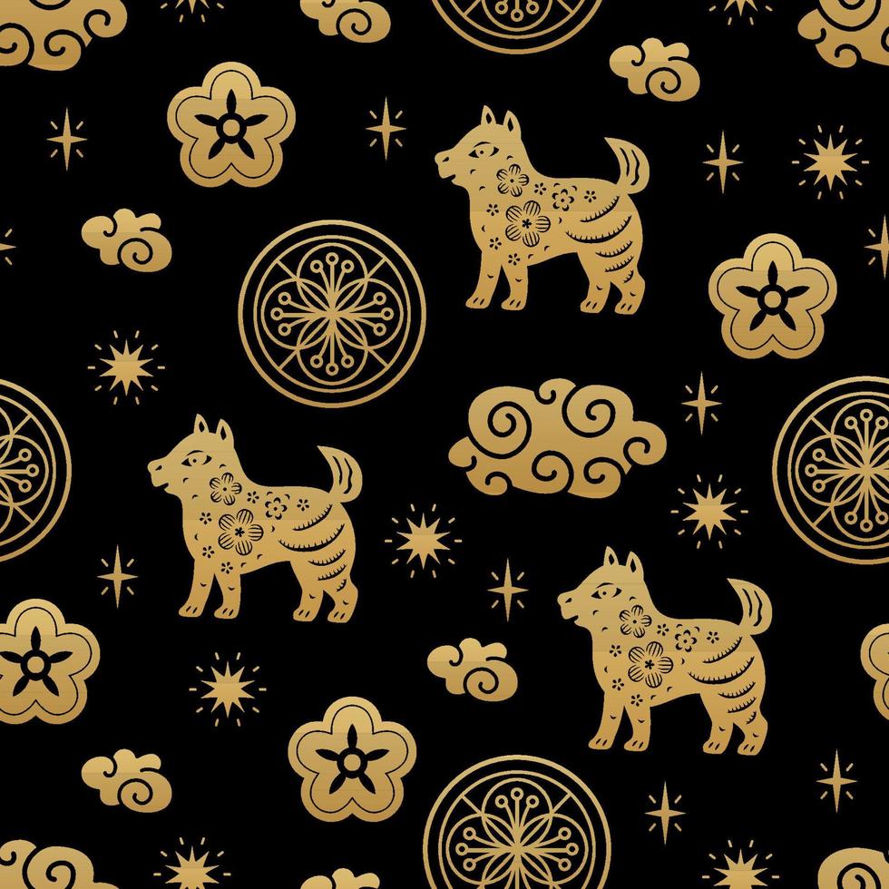 cinese tradizionale segni zodiacali cane senza cuciture. ornamento orientale vettore